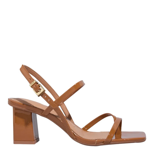 Sandália Santa Lolla Marrom Verniz Salto Bloco