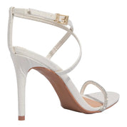 Sandália Santa Lolla Off White Croco Com Strass