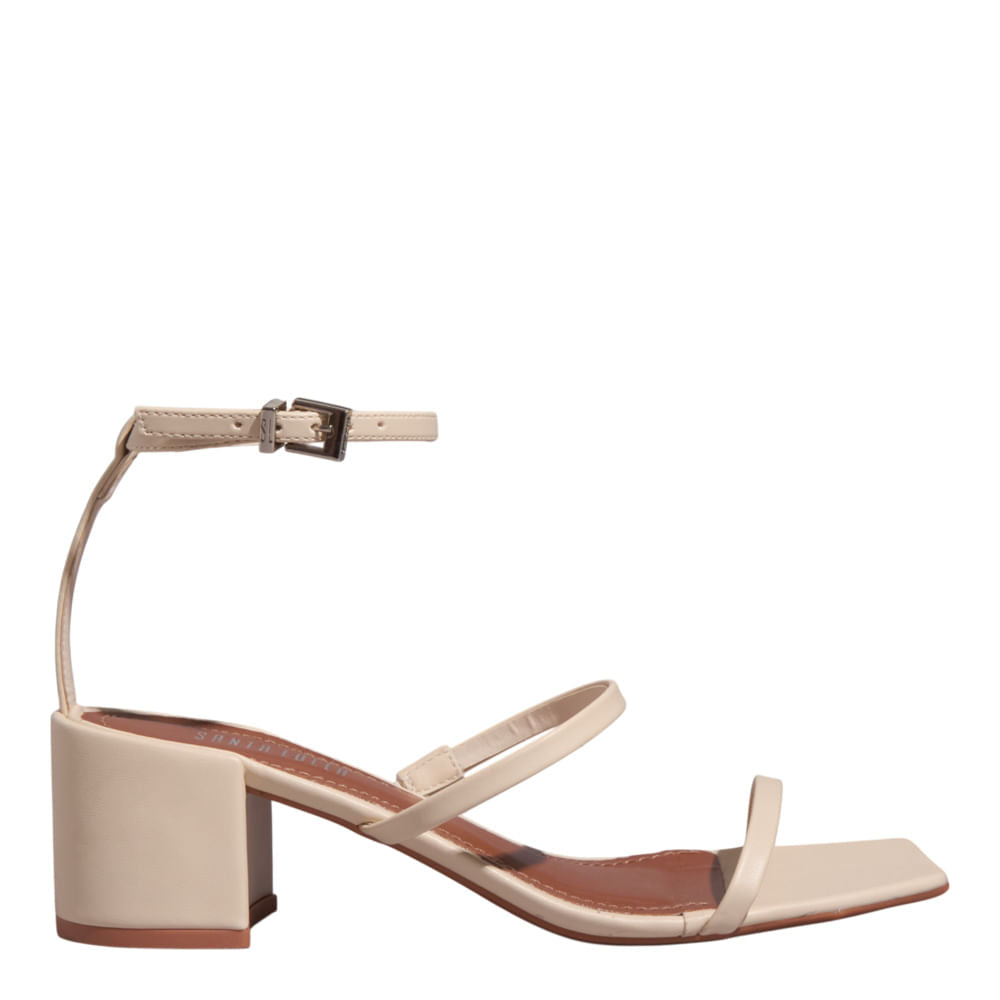 Sandália Santa Lolla Off White Salto Grosso