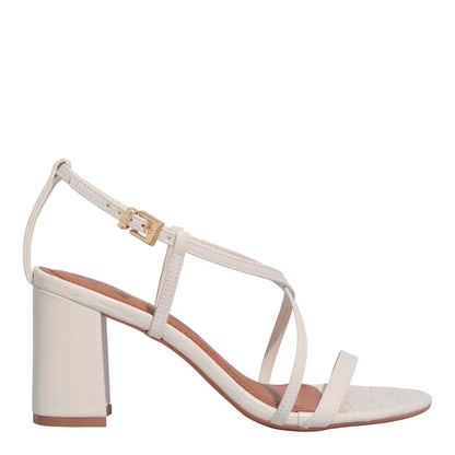 Sandália Santa Lolla Off White Salto Grosso
