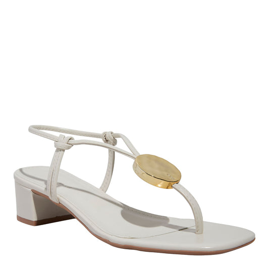 Sandália Santa Lolla Off White Tiras E Aplique Dourado