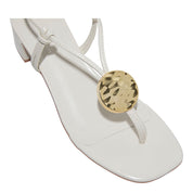 Sandália Santa Lolla Off White Tiras E Aplique Dourado