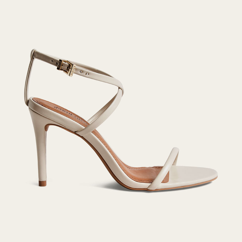 Sandália Santa Lolla Off White Tiras Salto Fino