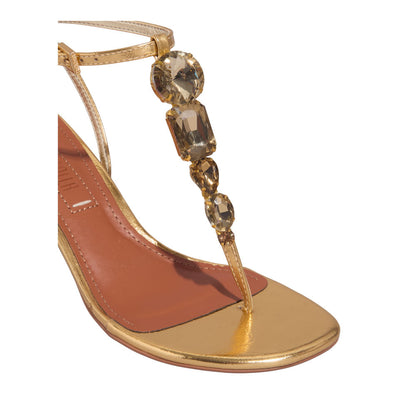 Sandália Santa Lolla Pedraria Dourada Salto Fino