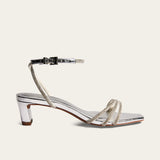 Sandália Santa Lolla Prata Cristais Salto Bloco