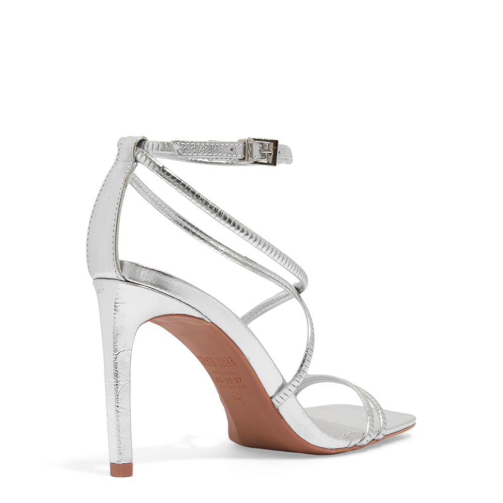 Sandália Santa Lolla Prata Metalizada Salto Alto Fino