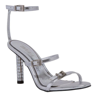 Sandália Santa Lolla Prata Metalizada Salto Fino