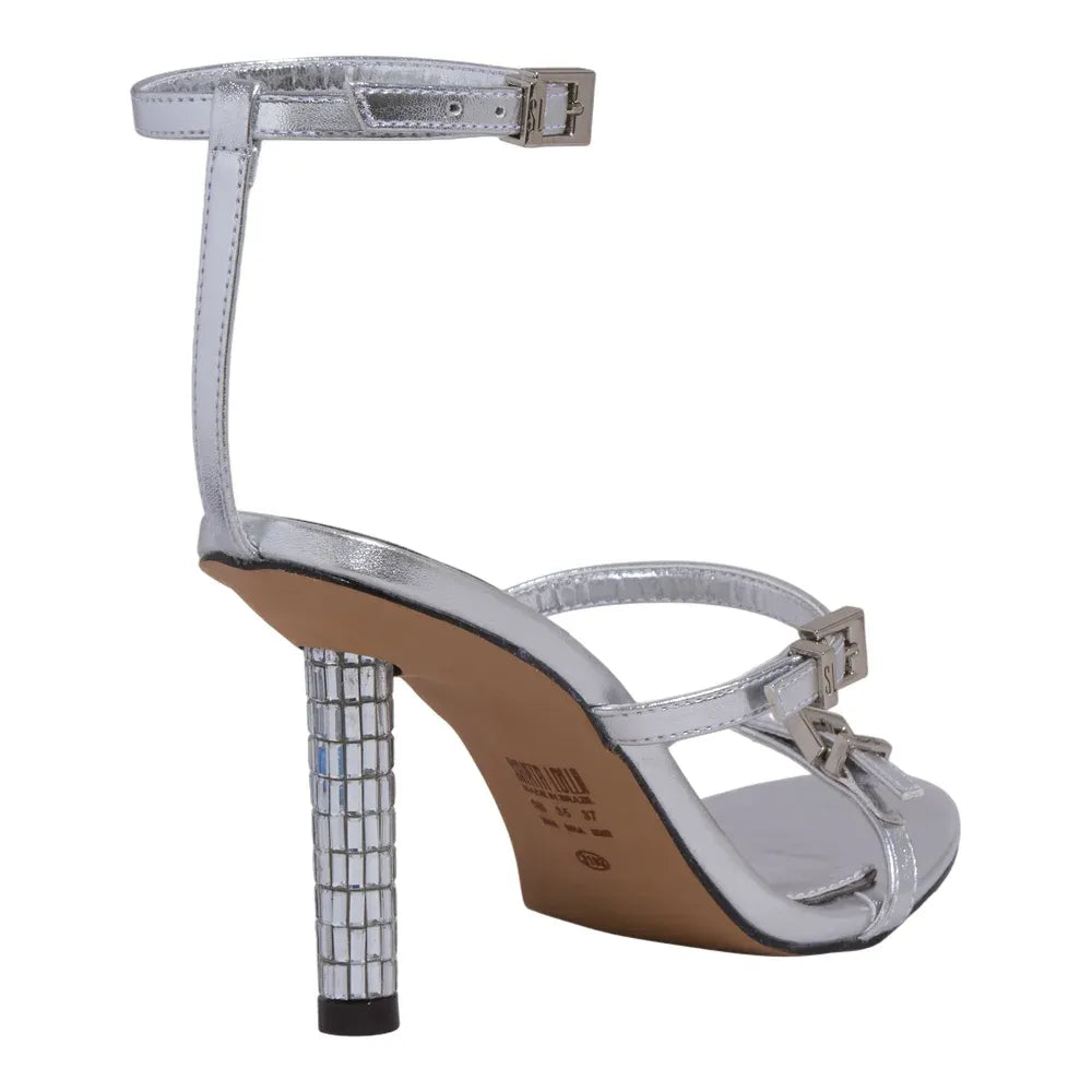 Sandália Santa Lolla Prata Metalizada Salto Fino