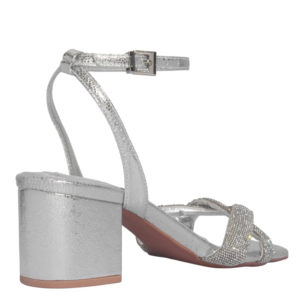 Sandália Santa Lolla Prata Tecido Splendore Strass