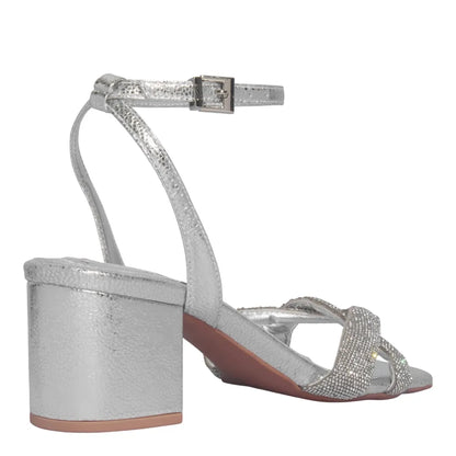 Sandália Santa Lolla Prata Tecido Splendore Strass