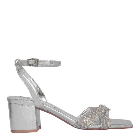 Sandália Santa Lolla Prata Tecido Splendore Strass