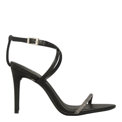 Sandália Santa Lolla Preta Brilho Salto Fino