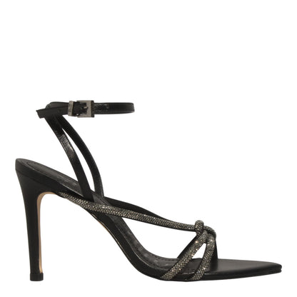 Sandália Santa Lolla Preta Brilho Salto Fino