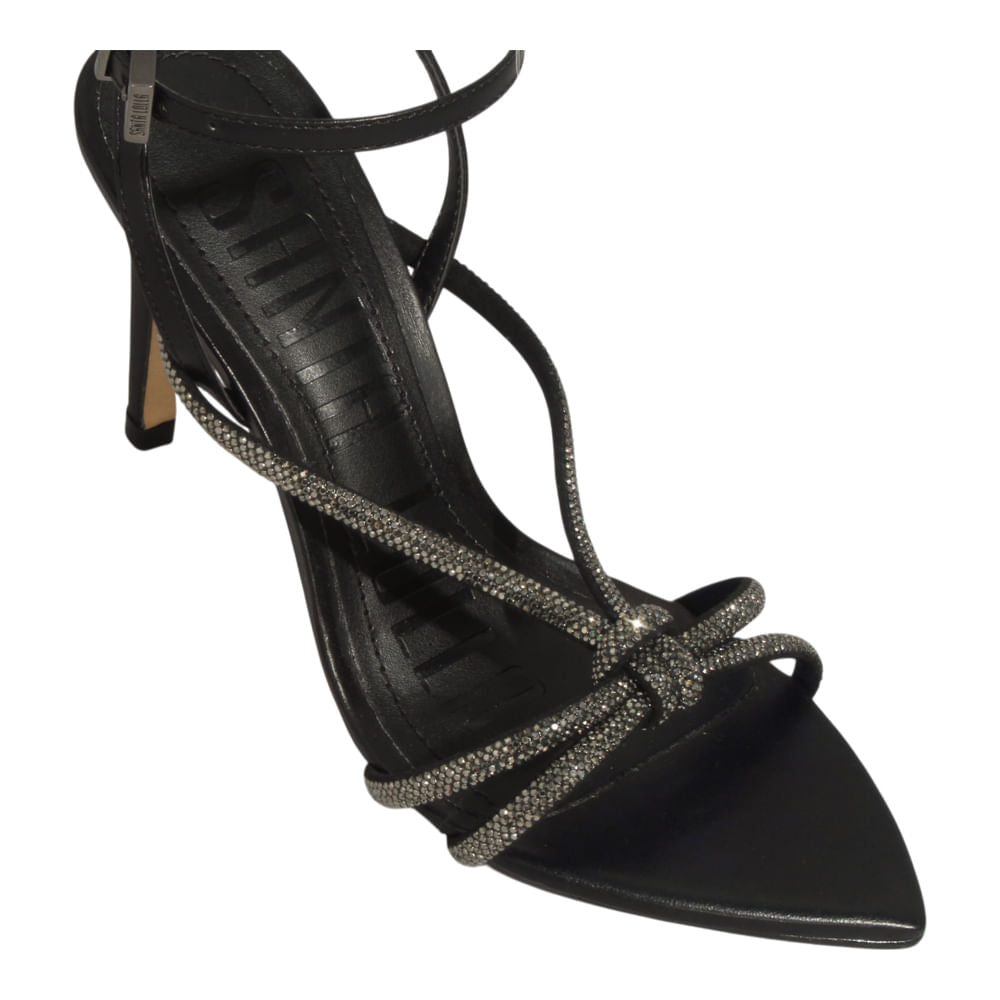 Sandália Santa Lolla Preta Brilho Salto Fino