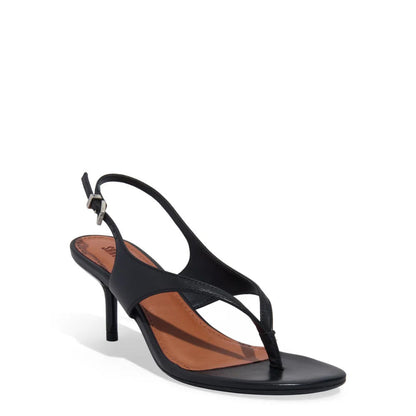 Sandália Santa Lolla Preta Couro Tiras Finas Salto Fino