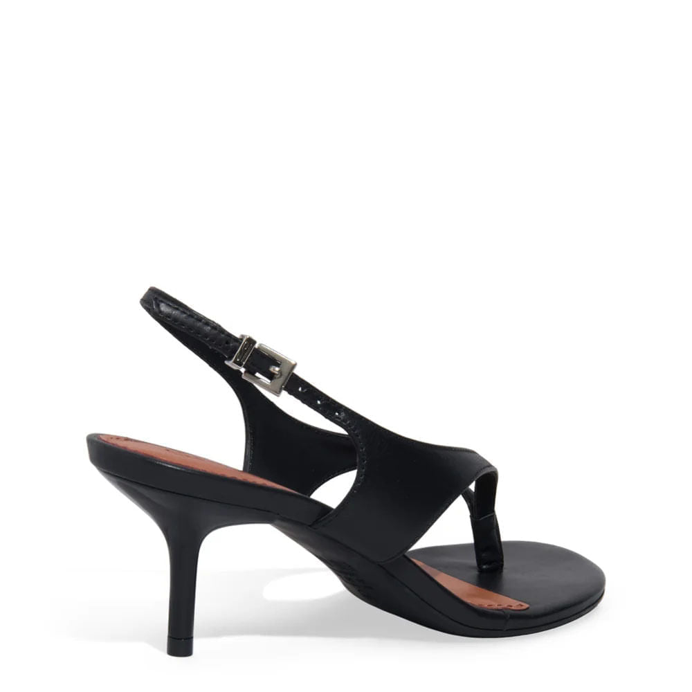 Sandália Santa Lolla Preta Couro Tiras Finas Salto Fino