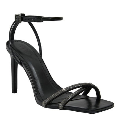 Sandália Santa Lolla Preta Salto Alto Strass