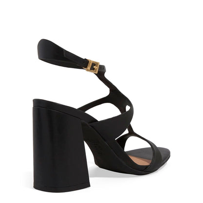 Sandália Santa Lolla Preta Salto Bloco Em Couro