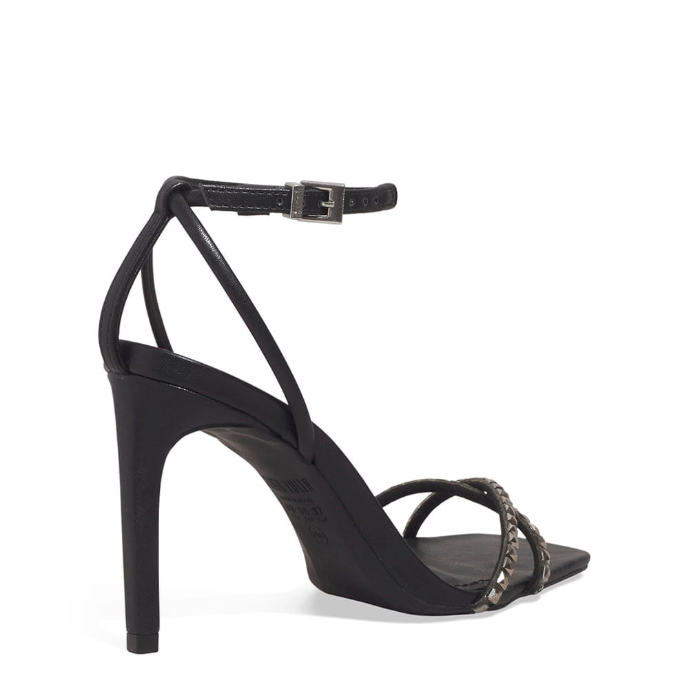 Sandália Santa Lolla Preta Salto Fino Tachas