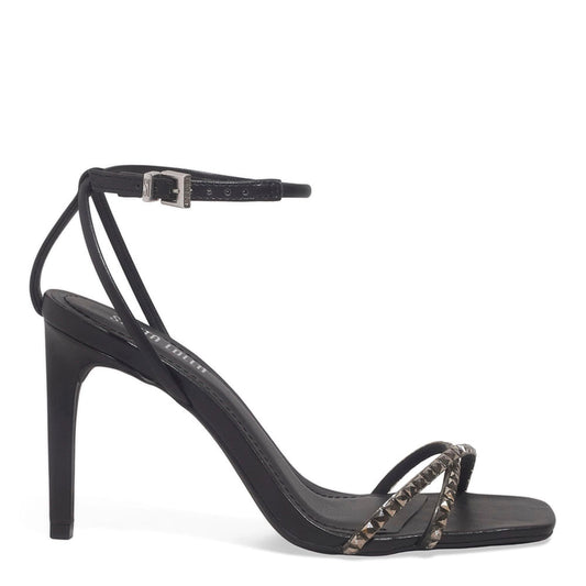 Sandália Santa Lolla Preta Salto Fino Tachas