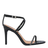 Sandália Santa Lolla Preta Croco Strass Salto Alto