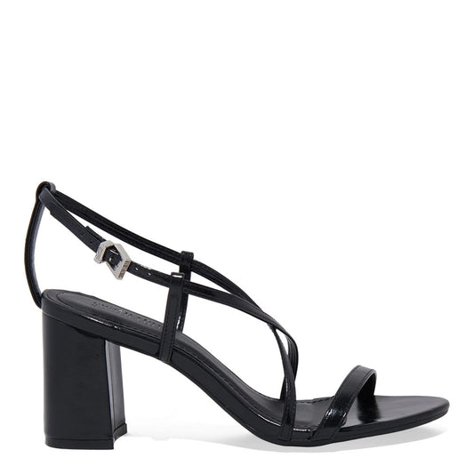 Sandália Santa Lolla Preta Tiras Finas Salto Bloco