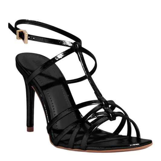 Sandália Santa Lolla Preta Verniz Salto Alto Fino