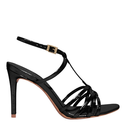 Sandália Santa Lolla Preta Verniz Salto Alto Fino