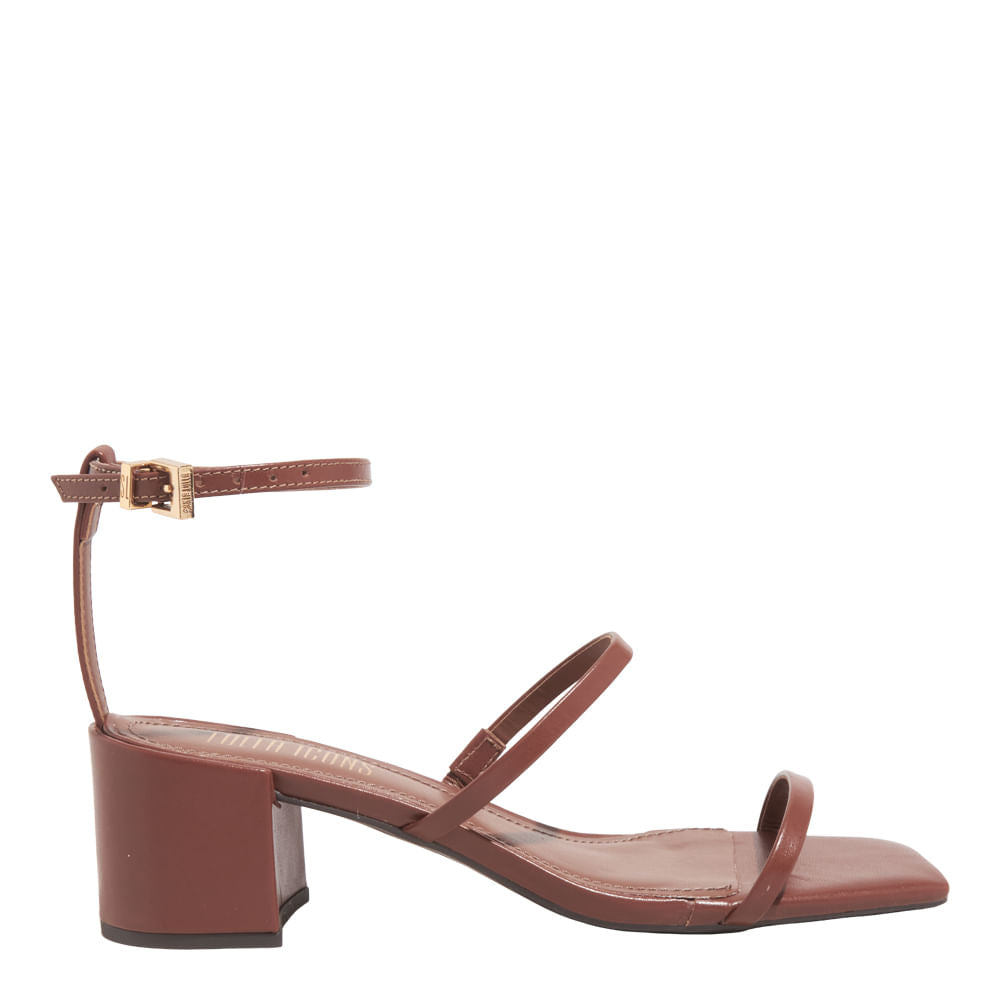 Sandália Santa Lolla Terracota Couro Salto Bloco