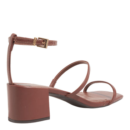 Sandália Santa Lolla Terracota Couro Salto Bloco