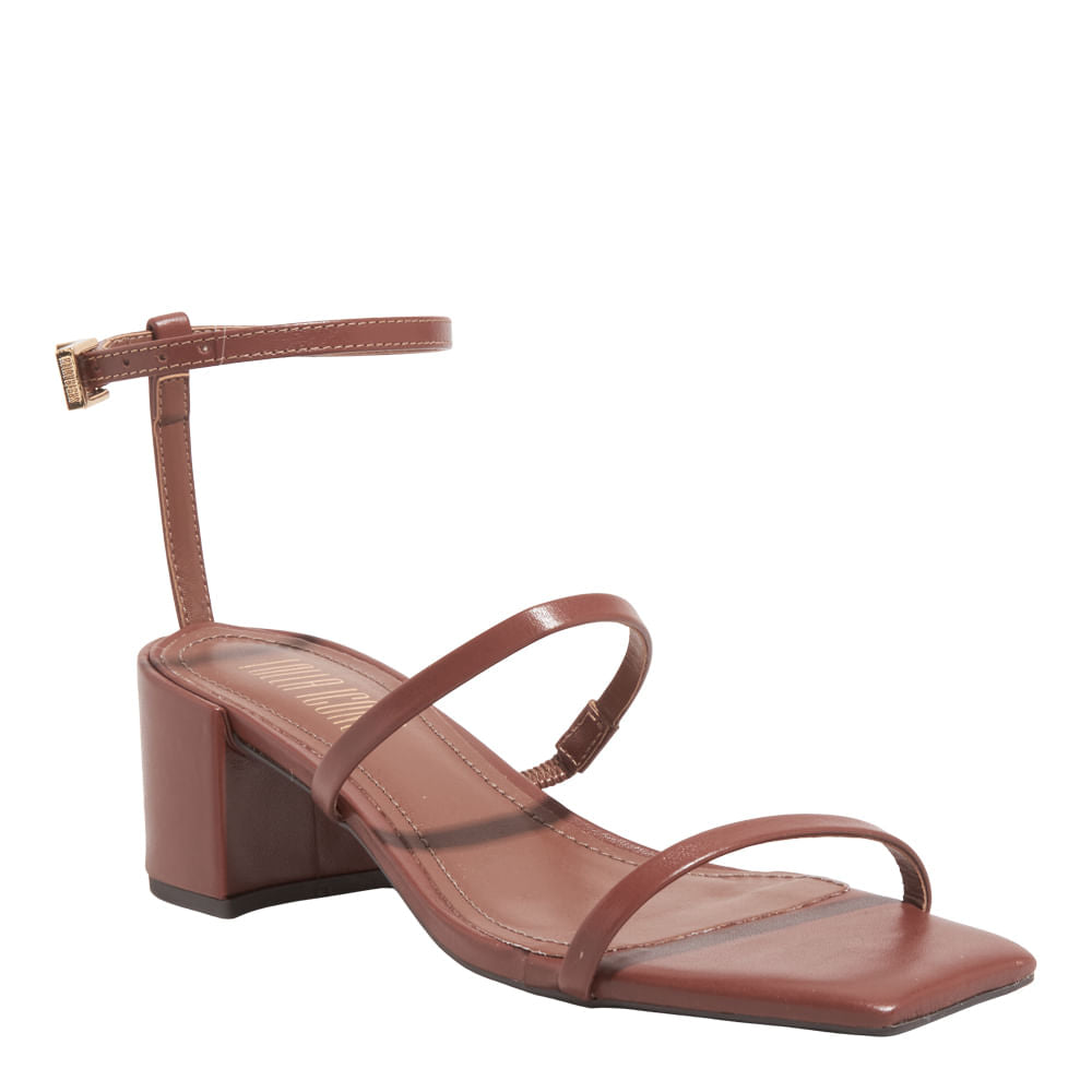 Sandália Santa Lolla Terracota Couro Salto Bloco