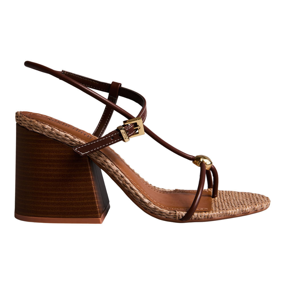 Sandália Santa Lolla Terracota Salto Bloco Tiras