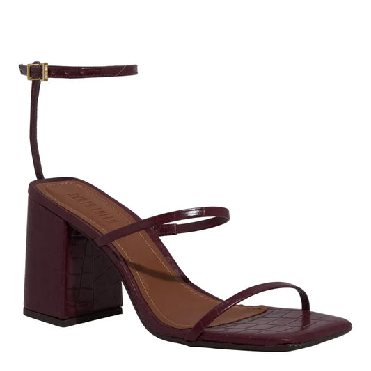 Sandália Santa Lolla Vinho Croco Salto Bloco