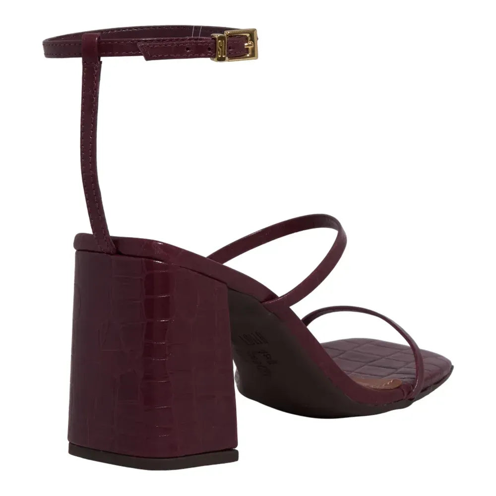 Sandália Santa Lolla Vinho Croco Salto Bloco
