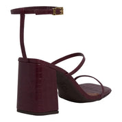 Sandália Santa Lolla Vinho Croco Salto Bloco