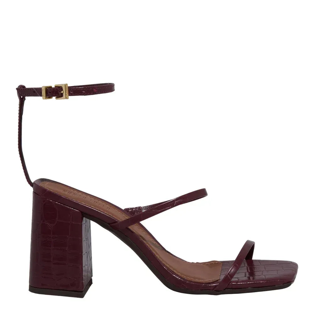 Sandália Santa Lolla Vinho Croco Salto Bloco