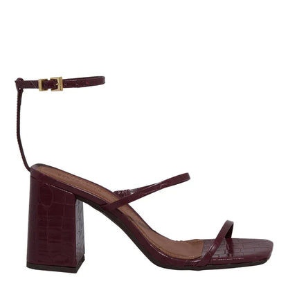 Sandália Santa Lolla Vinho Croco Salto Bloco