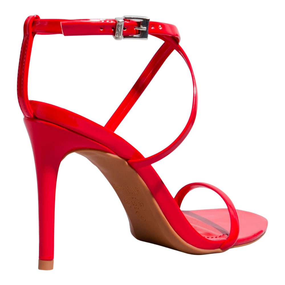 Sandália Vermelha Santa Lolla Salto Alto Fino 