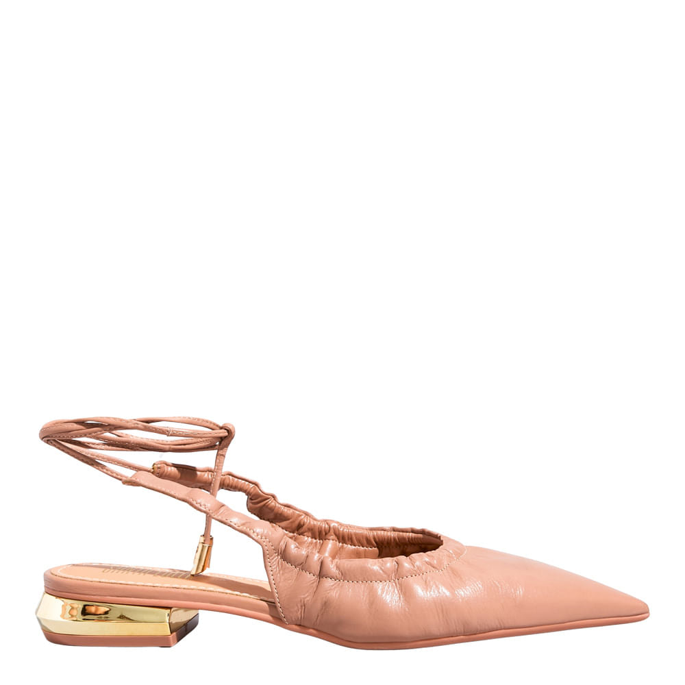 Sapatilha Bege Santa Lolla Amarração Bico Fino