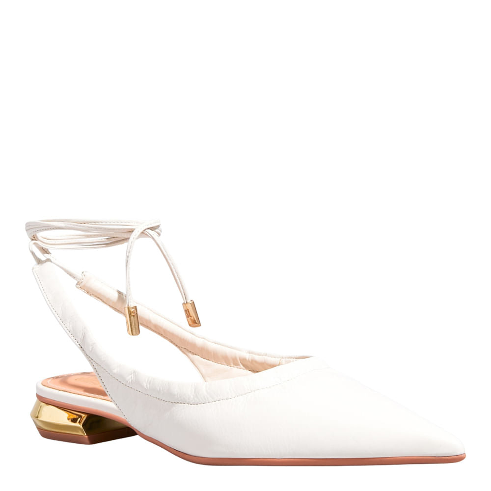 Sapatilha Off White Santa Lolla Amarração Bico Fino