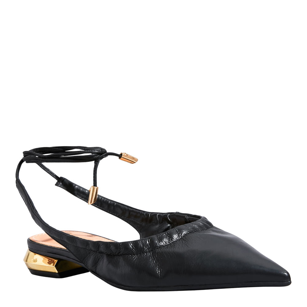 Sapatilha Preta Santa Lolla Amarração Bico Fino 