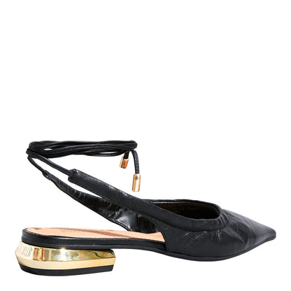 Sapatilha Preta Santa Lolla Amarração Bico Fino 