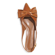 Sapatilha Santa Lolla Caramelo Couro Slingback Laço