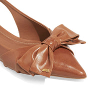 Sapatilha Santa Lolla Caramelo Couro Slingback Laço