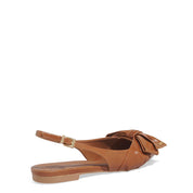 Sapatilha Santa Lolla Caramelo Couro Slingback Laço