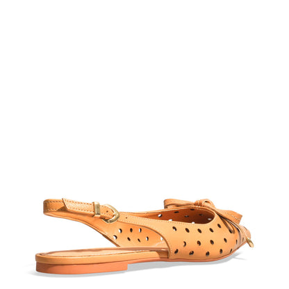 Sapatilha Santa Lolla Caramelo Slingback Perfuros Laço