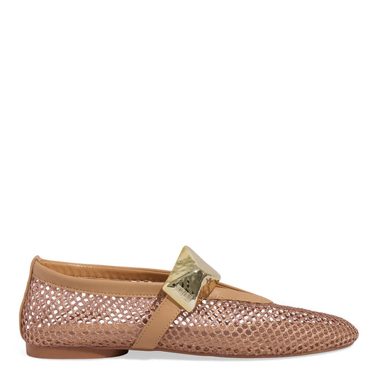 Sapatilha Santa Lolla Caramelo Tela Aplique Dourado