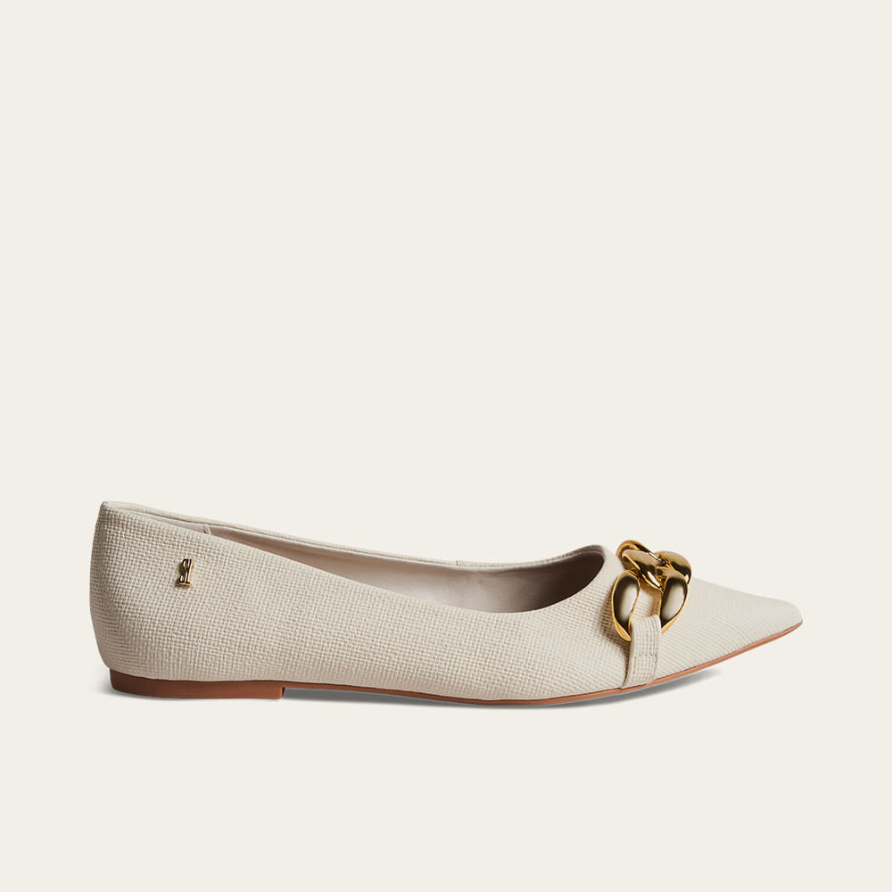 Sapatilha Santa Lolla Off White Corrente Dourada
