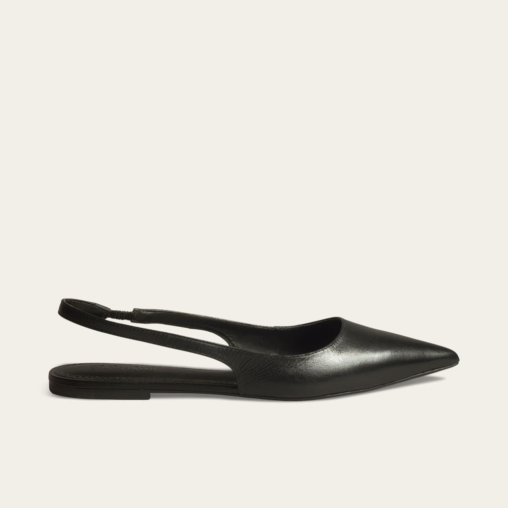 Sapatilha Santa Lolla Preta Couro Slingback