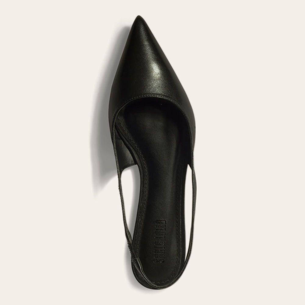 Sapatilha Santa Lolla Preta Couro Slingback